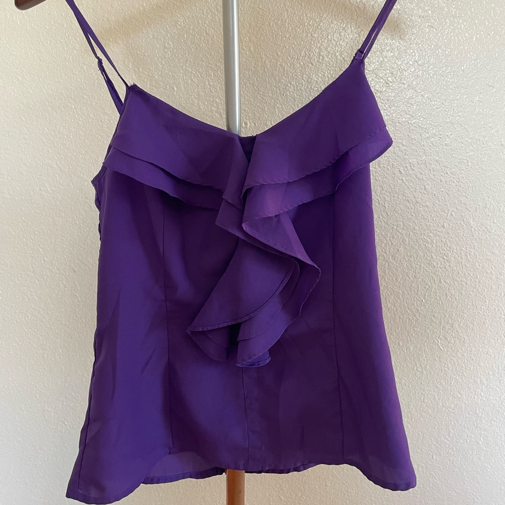 Miley Cyrus & Max Azria Purple Ruffle Blouse